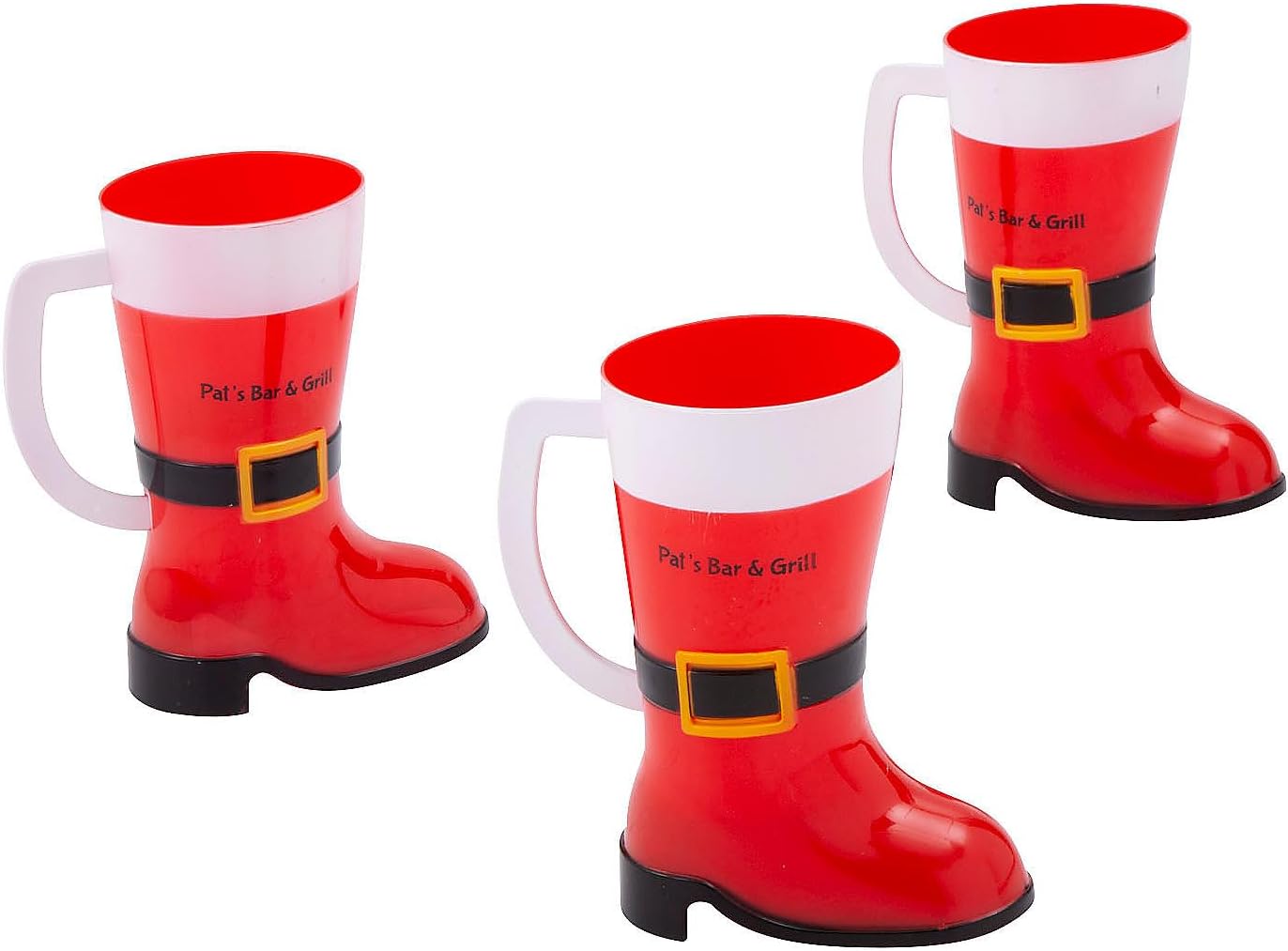 Fun Express Personalized Santa Boot Reusable BPA-Free Plastic Mugs, Bulk 48 Ct