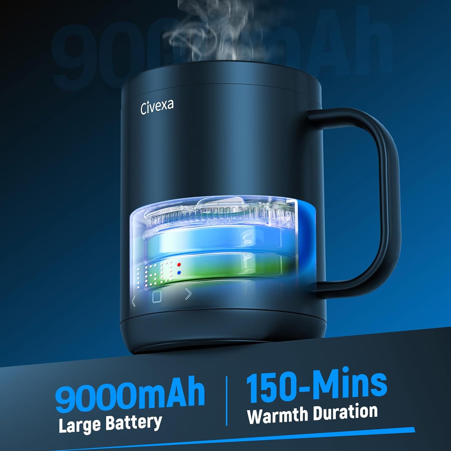 Rechargeable Self Heating Coffee Mug, Fastest Heating & Highest Temperature, 14 Oz App-Controlled Heated Coffee Mug, 1°F Precise Temperature Control Smart Mug Warmer with 150 Min Battery Life