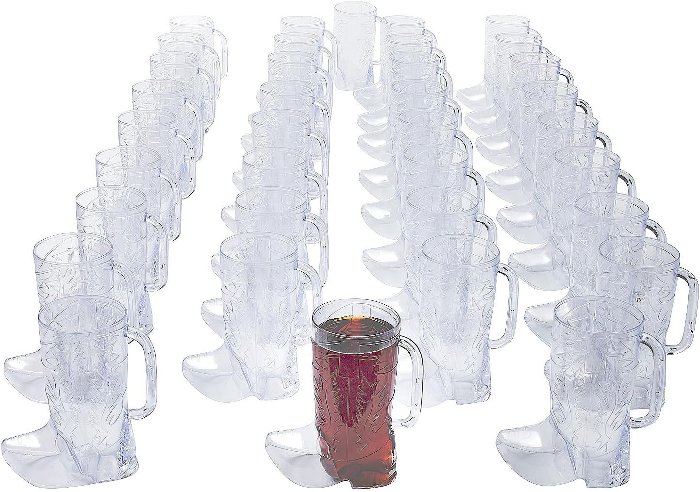 Fun Express Pack of 36 Cowboy Boot Mug (Holds 17 Oz), BPA Free Plastic, Raise Your Glass in True Cowboy Fashion, Lightweight, Hassle-Free, Spill-Proof Design, Comfortable Grip for Everyone