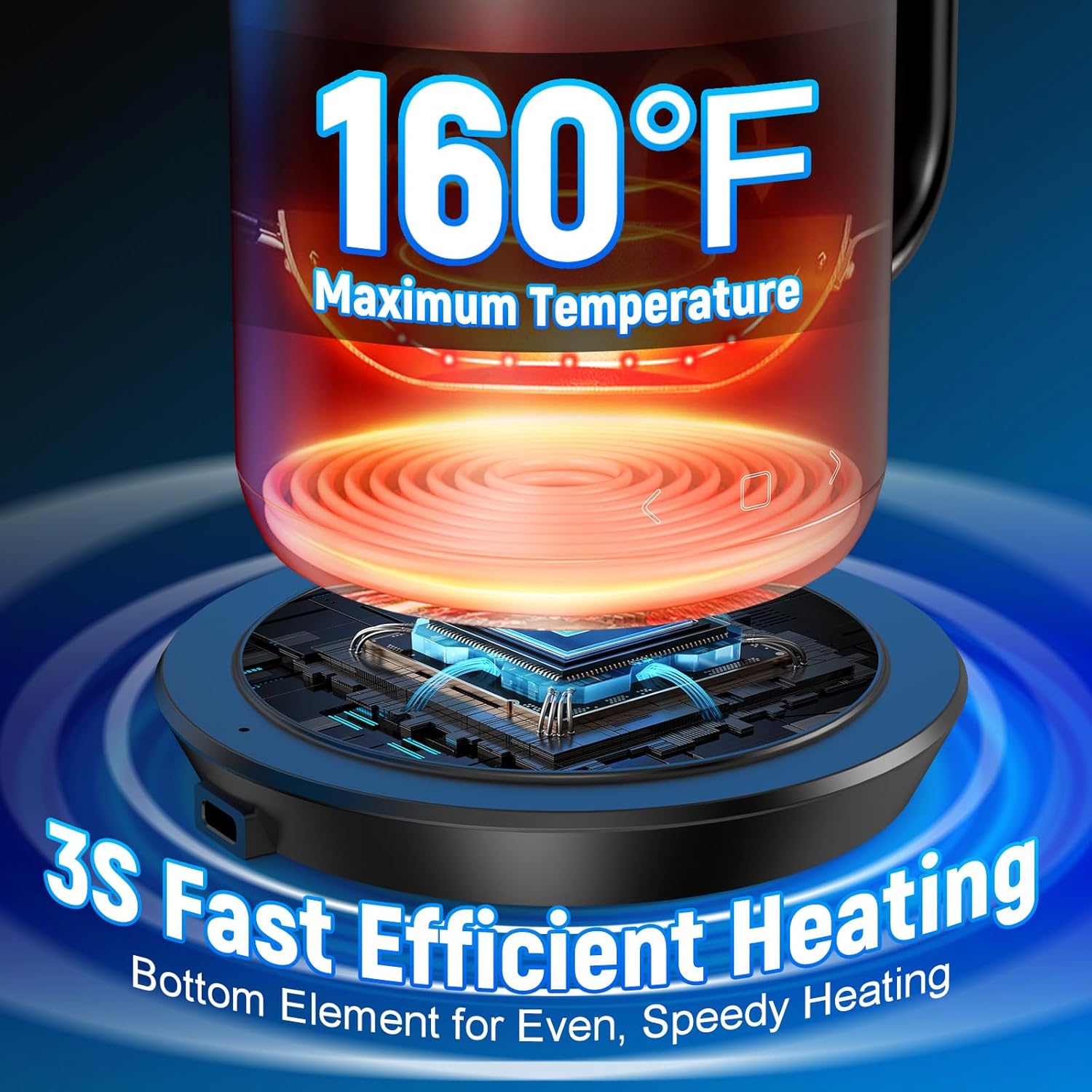 Rechargeable Self Heating Coffee Mug, Fastest Heating & Highest Temperature, 14 Oz App-Controlled Heated Coffee Mug, 1°F Precise Temperature Control Smart Mug Warmer with 150 Min Battery Life