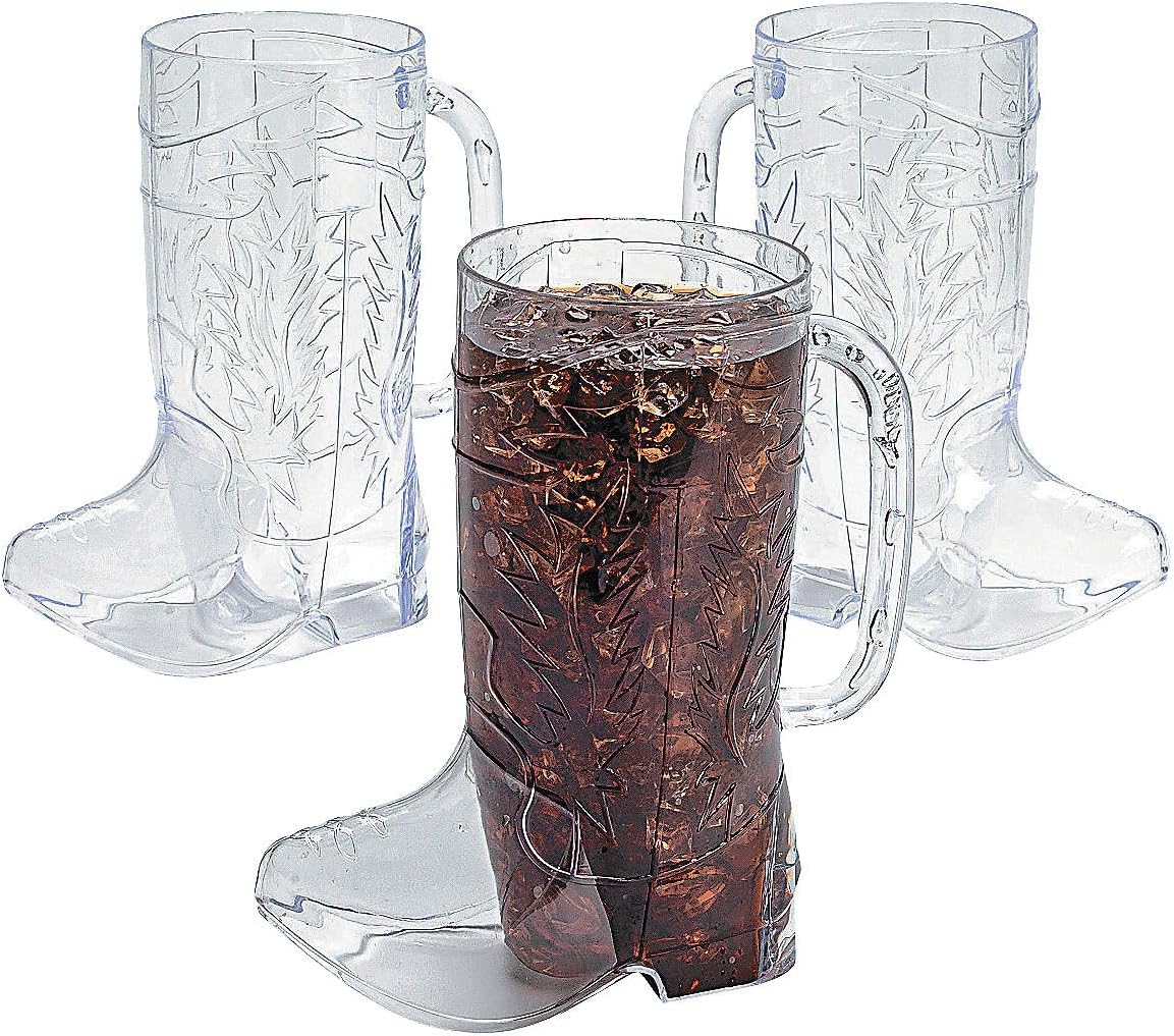 Fun Express Pack of 36 Cowboy Boot Mug (Holds 17 Oz), BPA Free Plastic, Raise Your Glass in True Cowboy Fashion, Lightweight, Hassle-Free, Spill-Proof Design, Comfortable Grip for Everyone