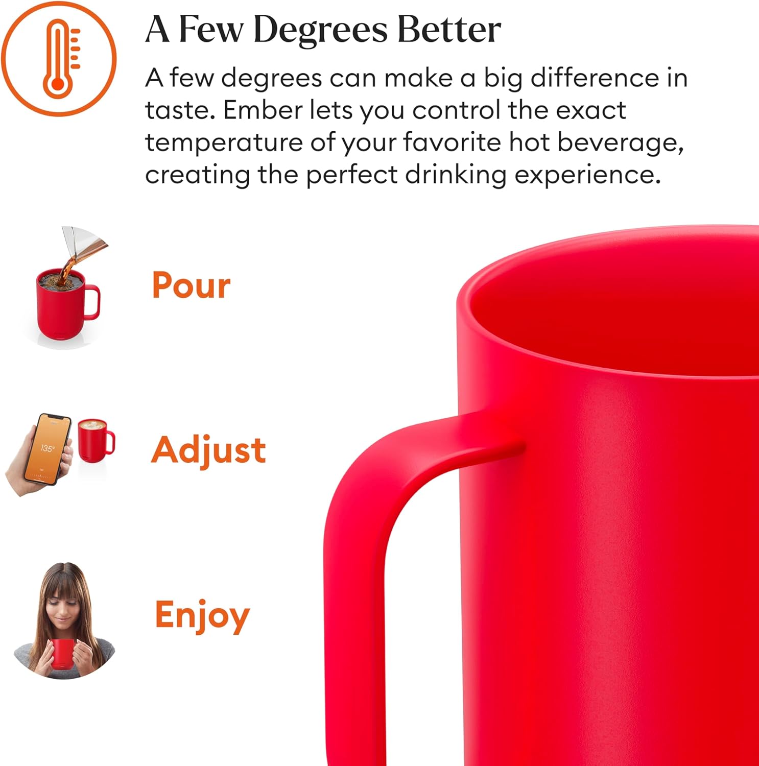 Ember Temperature Control Smart Mug 2, 10 Oz, App-Controlled Heated Coffee Mug with 80 Min Battery Life and Improved Design, Red