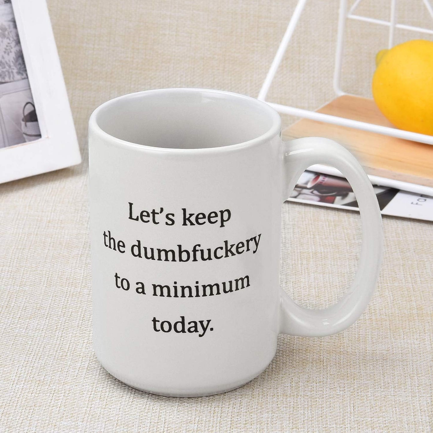 Funny Coffee Mug for Men Women - Let's Keep To A Minimum Today Coffee Mug - Christmas Birthday Gift for Men Women Friends Lover GFF BFF - Ceramic Coffee Cup 16 Oz White